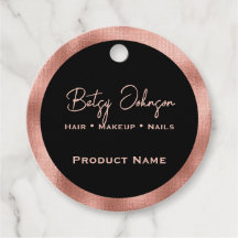 Elegant Black and Rose Gold Product Tag