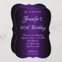 Elegant Black and Royal Purple Ombre 50th Birthday