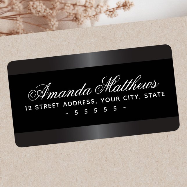 Elegant black and satin grey border label (Elegant black and satin gray border label)