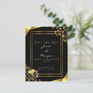 Elegant Black and Shiny Butterfly Black Wedding Card