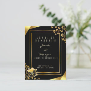 Elegant Black and Shiny Butterfly Black Wedding  Card