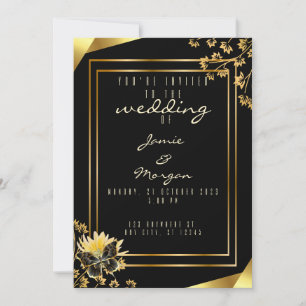 Elegant Black and Shiny Butterfly Black Wedding  Invitation