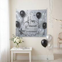 Elegant Black and Silver Balloon Retirement Party