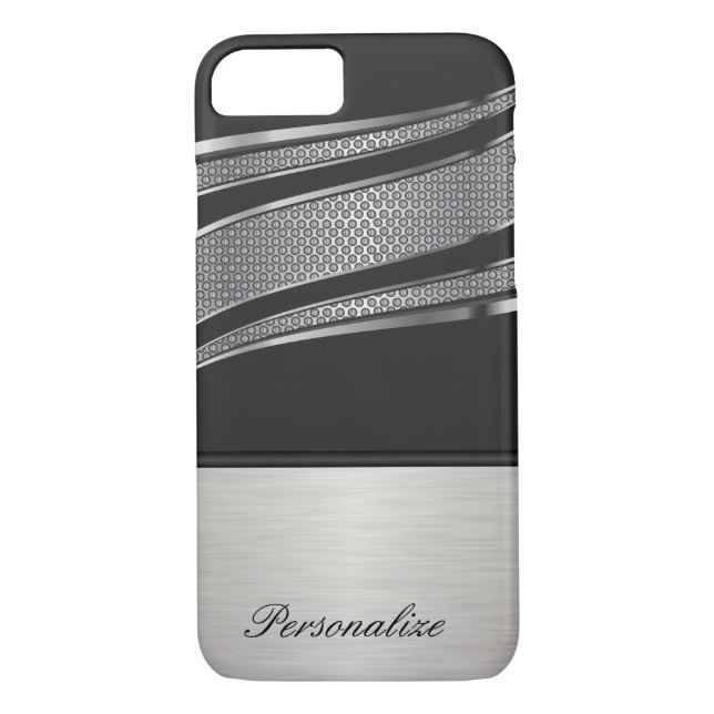 Elegant Black and Silver Chrome Mesh Case-Mate iPhone Case (Back)