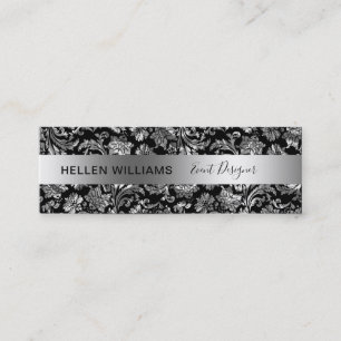 Elegant Black And Silver Damasks Mini Business Card