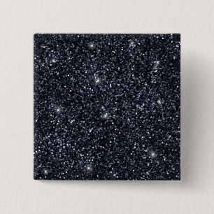 Elegant Black and Silver Glitter Sparkle Wedding 15 Cm Square Badge