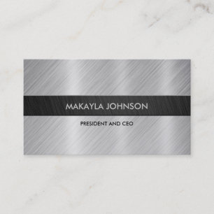 Elegant black and silver metallic business card