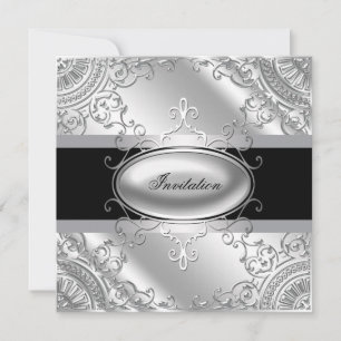 Elegant Black and Silver Party Invitation Template
