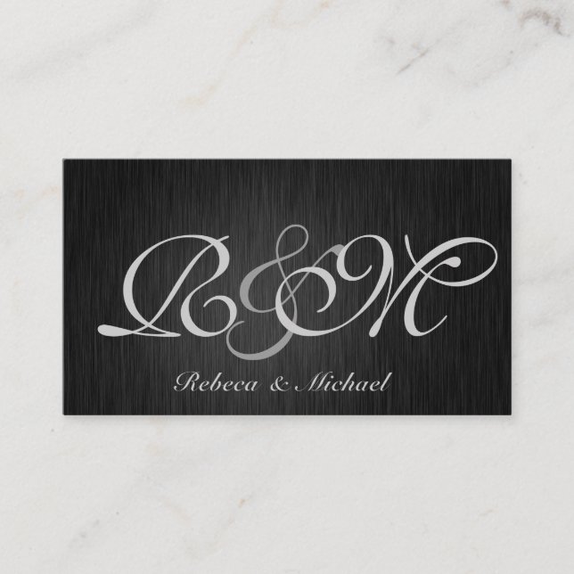 Elegant  Black and Silver RSVP Cards (Front)