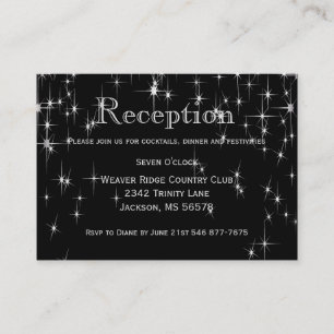 Elegant Black and Silver Starlights  - Reception Enclosure Card