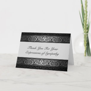 Elegant Black and Silver Thank You For Your Sympat