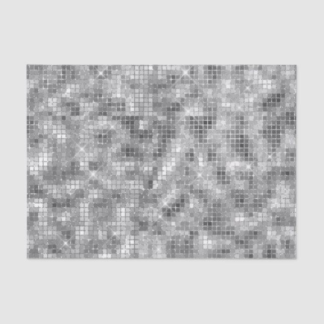 Elegant Black and Silver Tile Glitter Tissue Paper (Front)