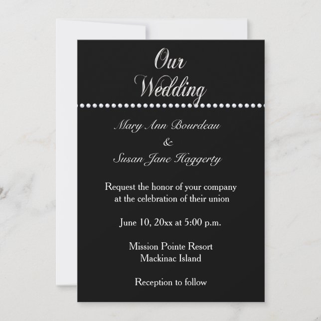 Elegant Black and Silver Wedding Invitation (Front)