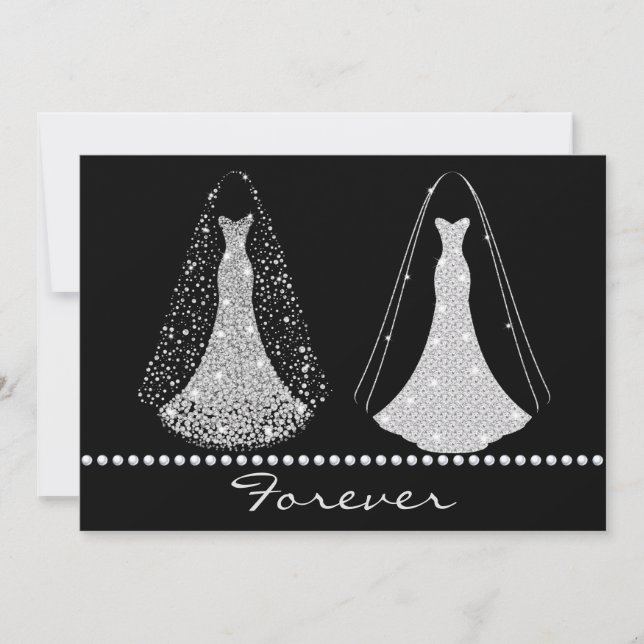 Elegant Black and Silver Wedding Invitation (Front)