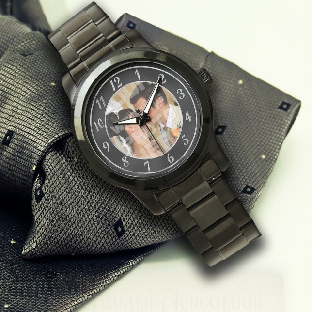 Elegant Black and Silver Wedding Photo Watch (Creator Uploaded)