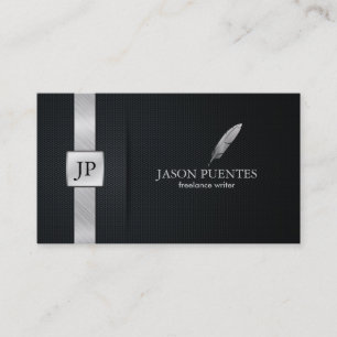 Elegant Black and Silver Writer's Business Card