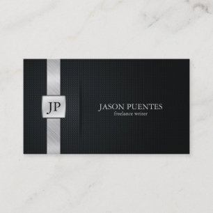 Elegant Black and Silver Writer's Business Card