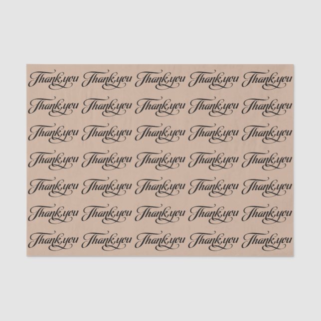 Elegant Black And Tan Thank You Pattern Tissue Paper (Front)