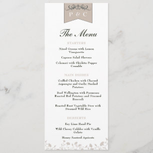 Elegant Black and Tan Vintage Book Pages Wedding Menu