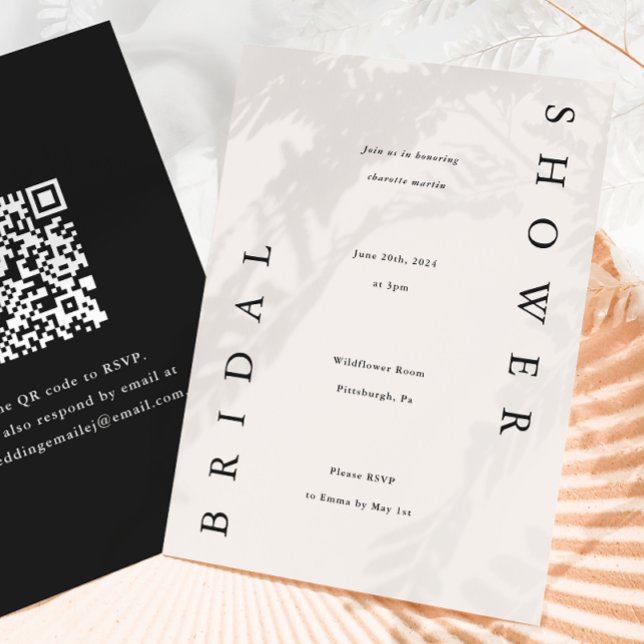 Elegant Black and Taupe Bridal Shower Invitation (Creator Uploaded)