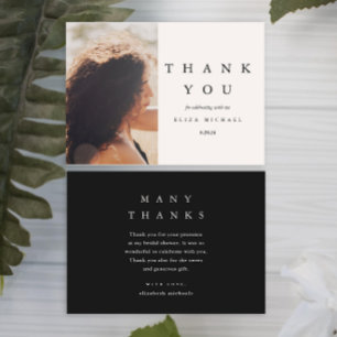 Elegant Black and Taupe Bridal Shower Thank You Card