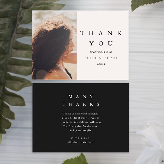 Elegant Black and Taupe Bridal Shower Thank You Card (Creator Uploaded)