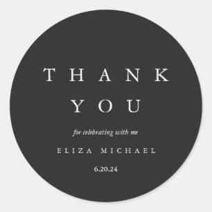 Elegant Black and Taupe Bridal Shower Thank You Classic Round Sticker