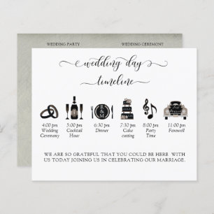 Elegant Black and Taupe Wedding Timeline, Program