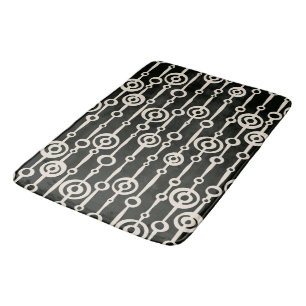 Elegant black and white abstract pattern bath mat