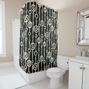 Elegant black and white abstract pattern shower curtain