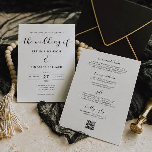 Elegant Black and White All in One Wedding Invitation