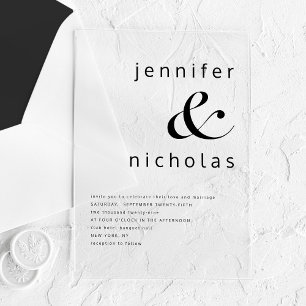 Elegant Black And White Ampersand Wedding Acrylic Invitations