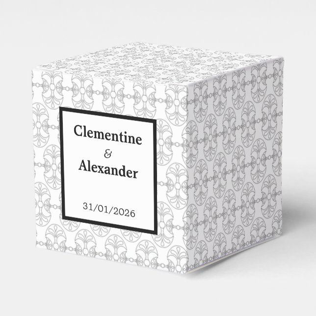 Elegant Black and White Art Deco Style Favour Box (Front Side)