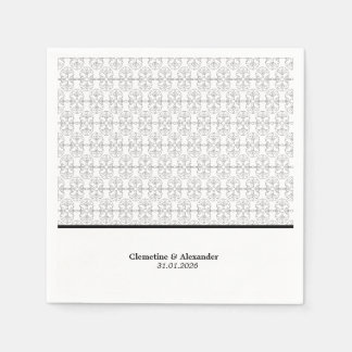 Elegant Black and White Art Deco Style Napkin