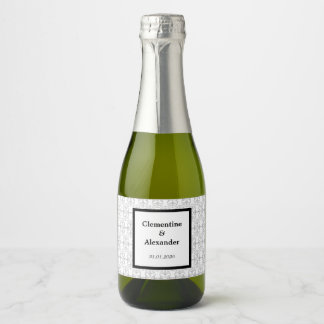 Elegant Black and White Art Deco Style Sparkling Wine Label
