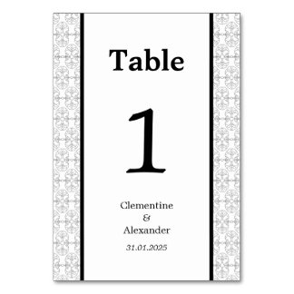 Elegant Black and White Art Deco Style Table Number