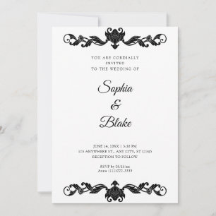 Elegant Black and White Art Deco Wedding Invitation