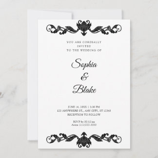 Elegant Black and White Art Deco Wedding Invitation