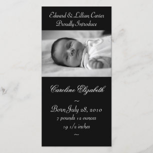 Elegant Black and White Baby Birth Annoucement Announcement