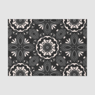 Elegant Black and White Baroque Arabesque Pattern Tissue Paper