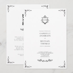 Elegant Black and White Baroque Elegant Wedding Invitation