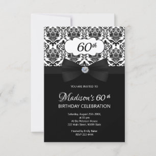 Elegant Black And White Birthday Invitation