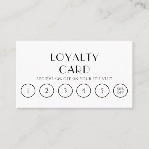 Elegant Black And White Boho Modern 6 Punch  Loyalty Card