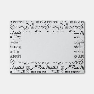 Elegant Black and White Bon Appetit French Chef Post-it Notes