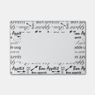 Elegant Black and White Bon Appetit French Chef Post-it Notes