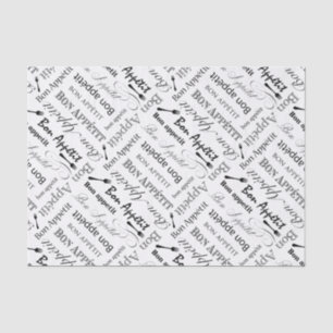 Elegant Black and White Bon Appetit French Chef Tissue Paper