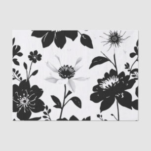 Elegant Black and White Botanical Silhouettes  Tissue Paper