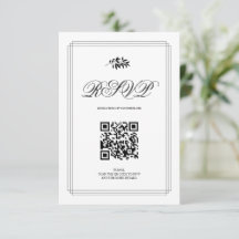 Elegant black and white branch and QR code wedding