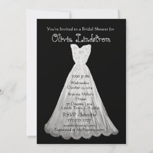 Elegant Black and White Bridal Shower Invitation