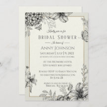 Elegant Black and white Bridal Shower Invitation